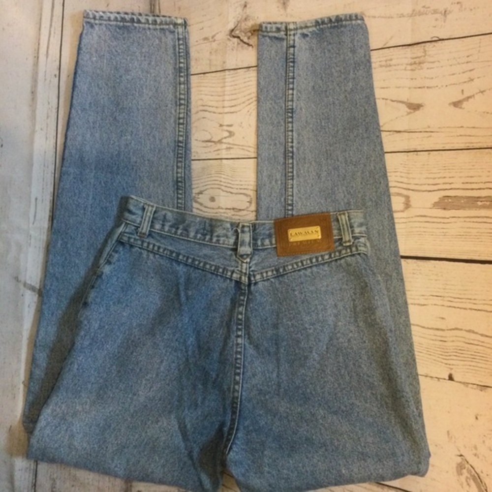 Vintage Lawman Y2K High Waist Western Button Fly Loose Fit Blue Denim Jeans Sz 9